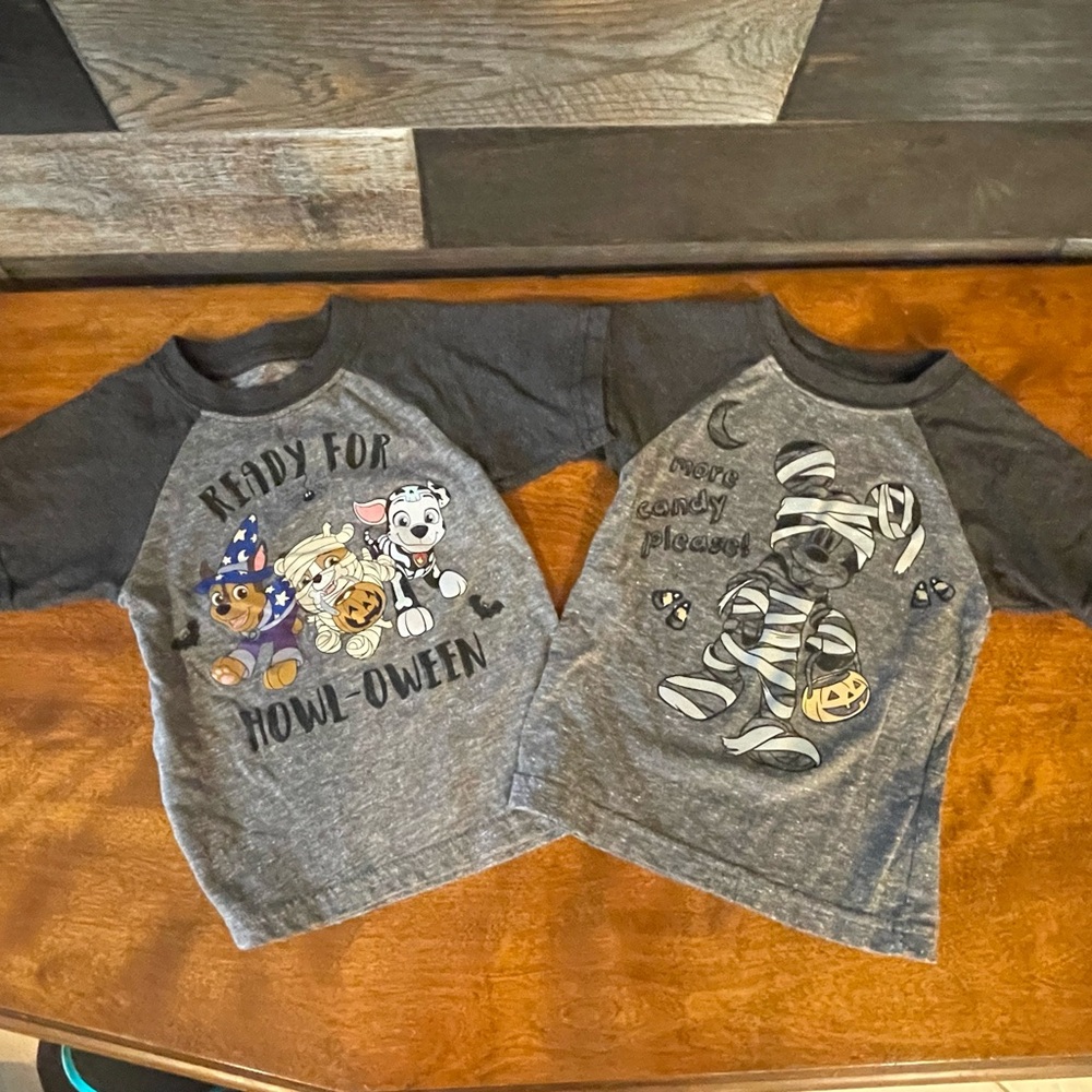 Halloween Size 3T Paw Patrol and Disney Mickey Mouse Halloween T-Shirt Bundle
